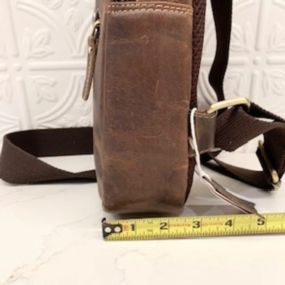 American Bison Brown Genuine Leather Sling Bag Crossbody Backpack ABBG 41-25211